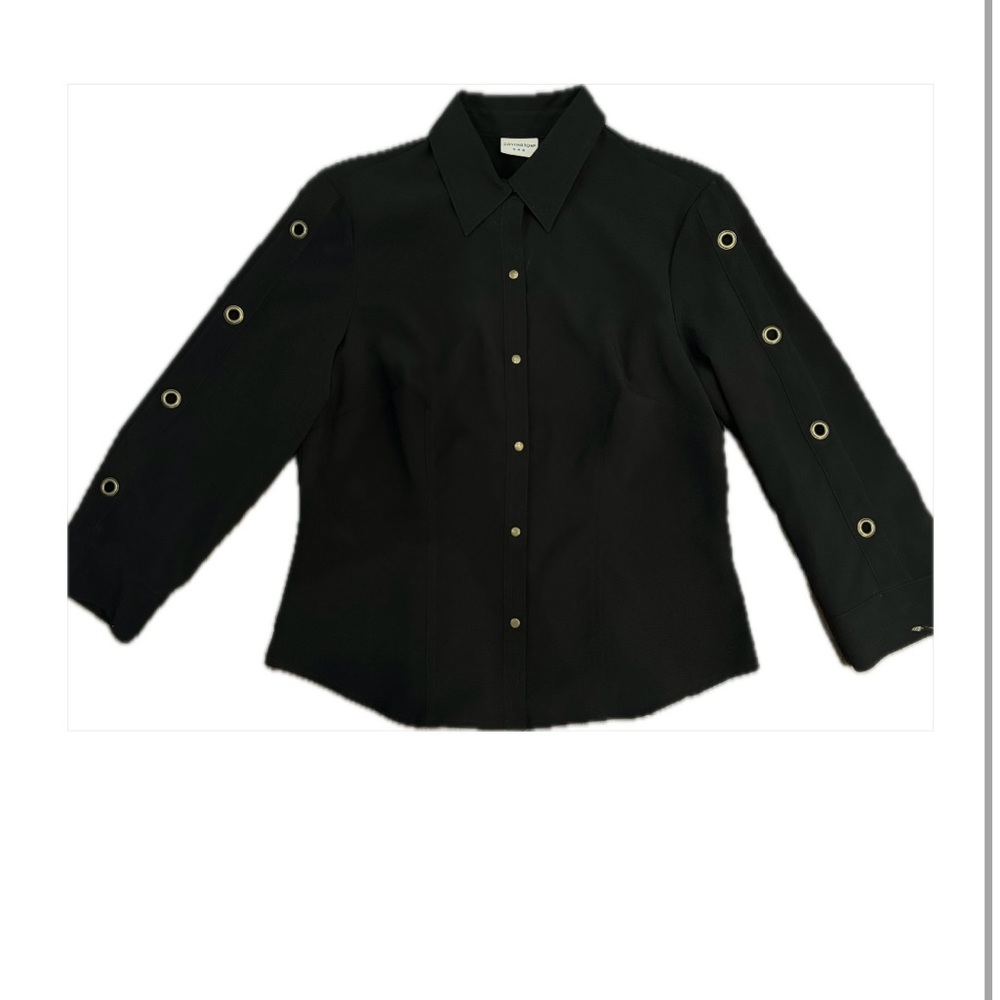 Black business button down top